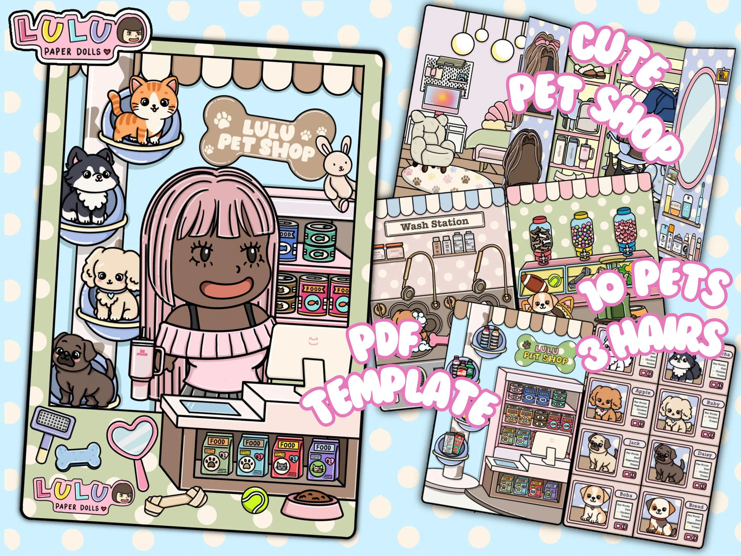 Lulu's Pet Shop Printable Template (Digital PDF only)