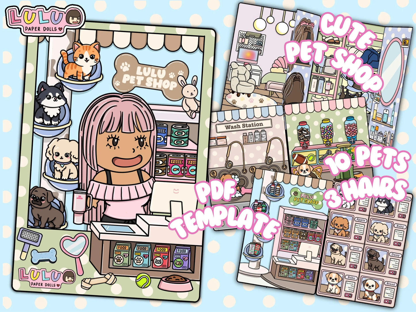Lulu's Pet Shop Printable Template (Digital PDF only)