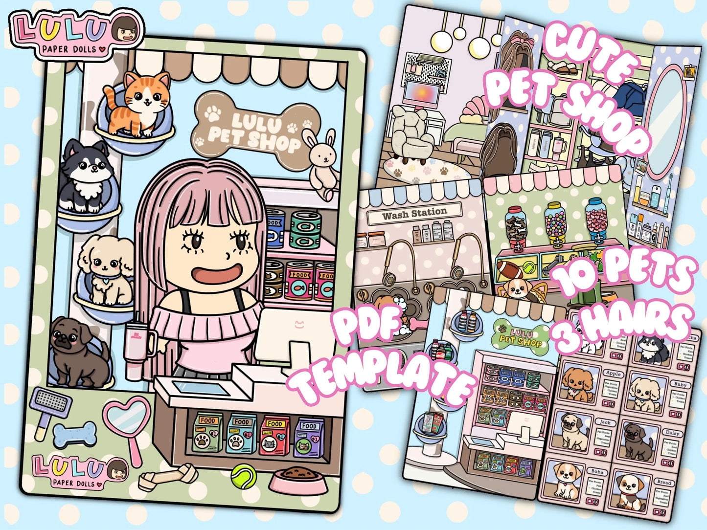 Lulu's Pet Shop Printable Template (Digital PDF only)
