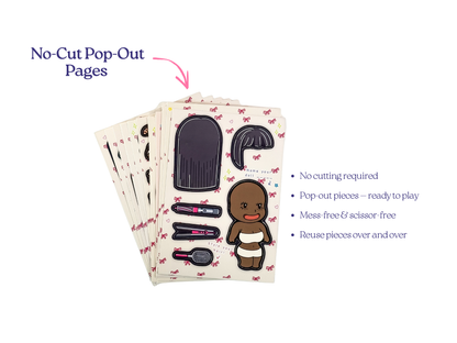 That Girl Aesthetic: Paper Doll Book Kit (Premade Book) (Dark Skin)