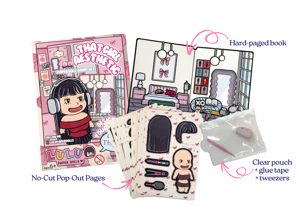 That Girl Aesthetic: Paper Doll Book Kit (Premade Book) (Pale Skin)